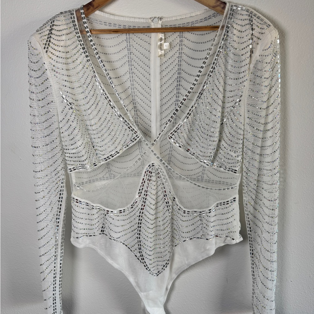 Dazzling Silver and White Women's Bodysuit
